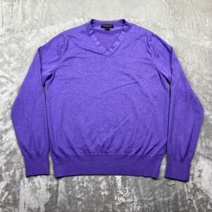 Banana Republic Luxury Blend V Neck Sweater Men's L Purple Silk Cotton Cashmere